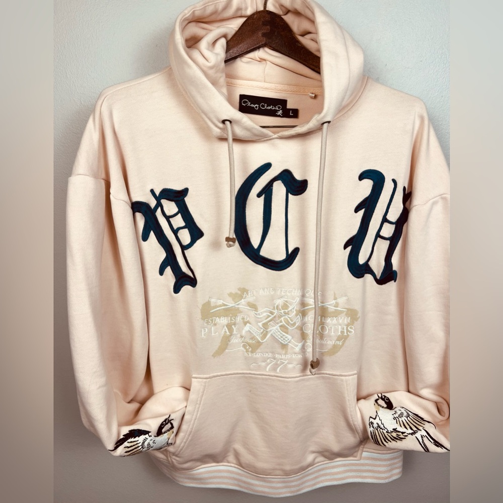 Light Pink Play Cloths Pullover Hoodie — Size L
